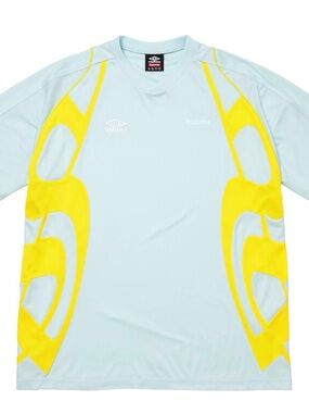 Supreme Men’s Light Blue Swim Rash Guard with Yellow Panels